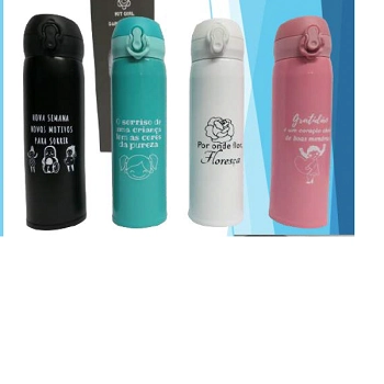Garrafa Inox Frases Sort 450ml Ref.hm8202