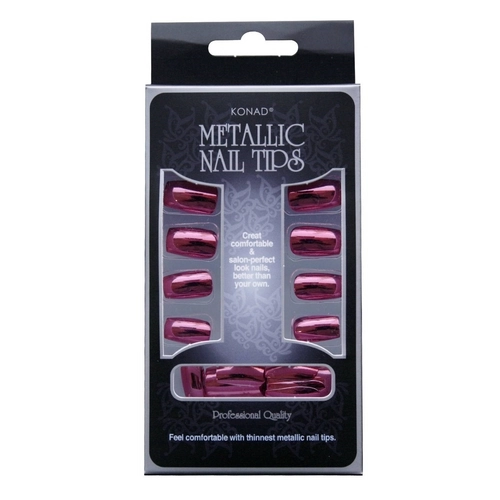 Konad Unhas Postiças Metallic Nail Tips Rosa