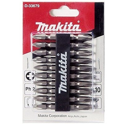 Makita D 34366 Blister With 10 Tips Double Magnetic Phillips Ph2 X 65 Mm