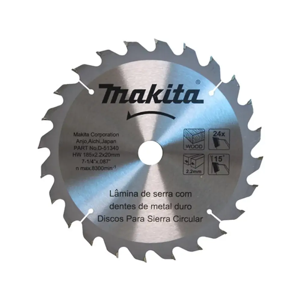 Lamina Serra Tct 185x20mm 24d Makita D 51340