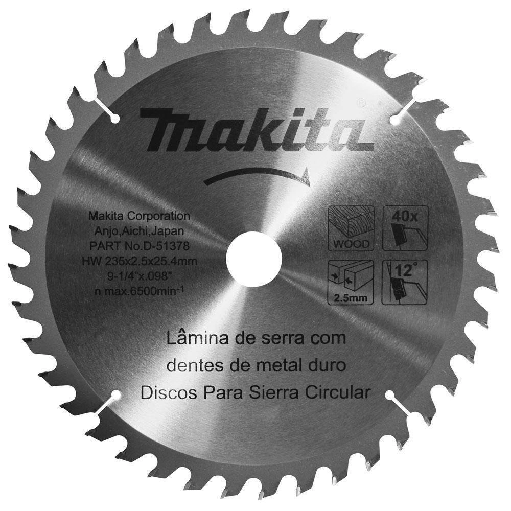 Disco De Serra Circular Para Madeira 9.1/4  235mmx25.4mm 40 Dentes Makita D-51378
