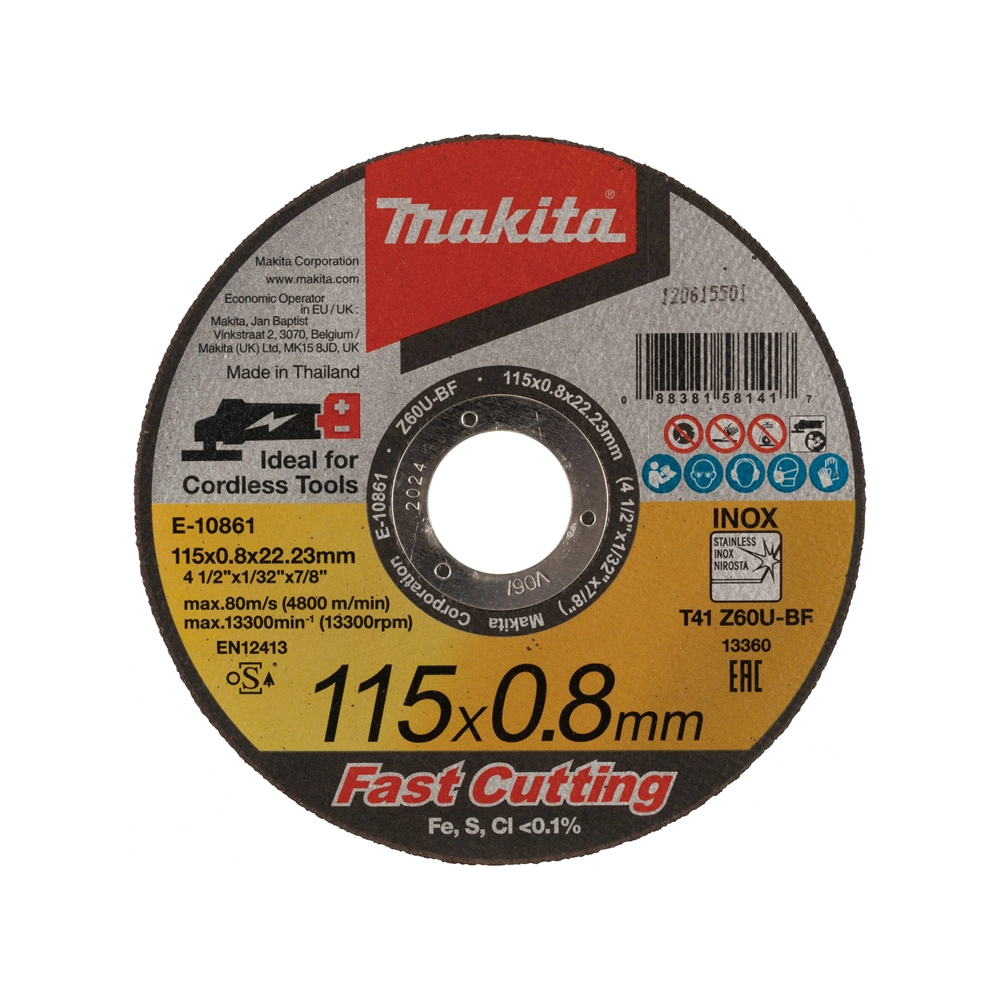 Disco De Corte 115x0.8x22mm Aço/inox Makita E-10861