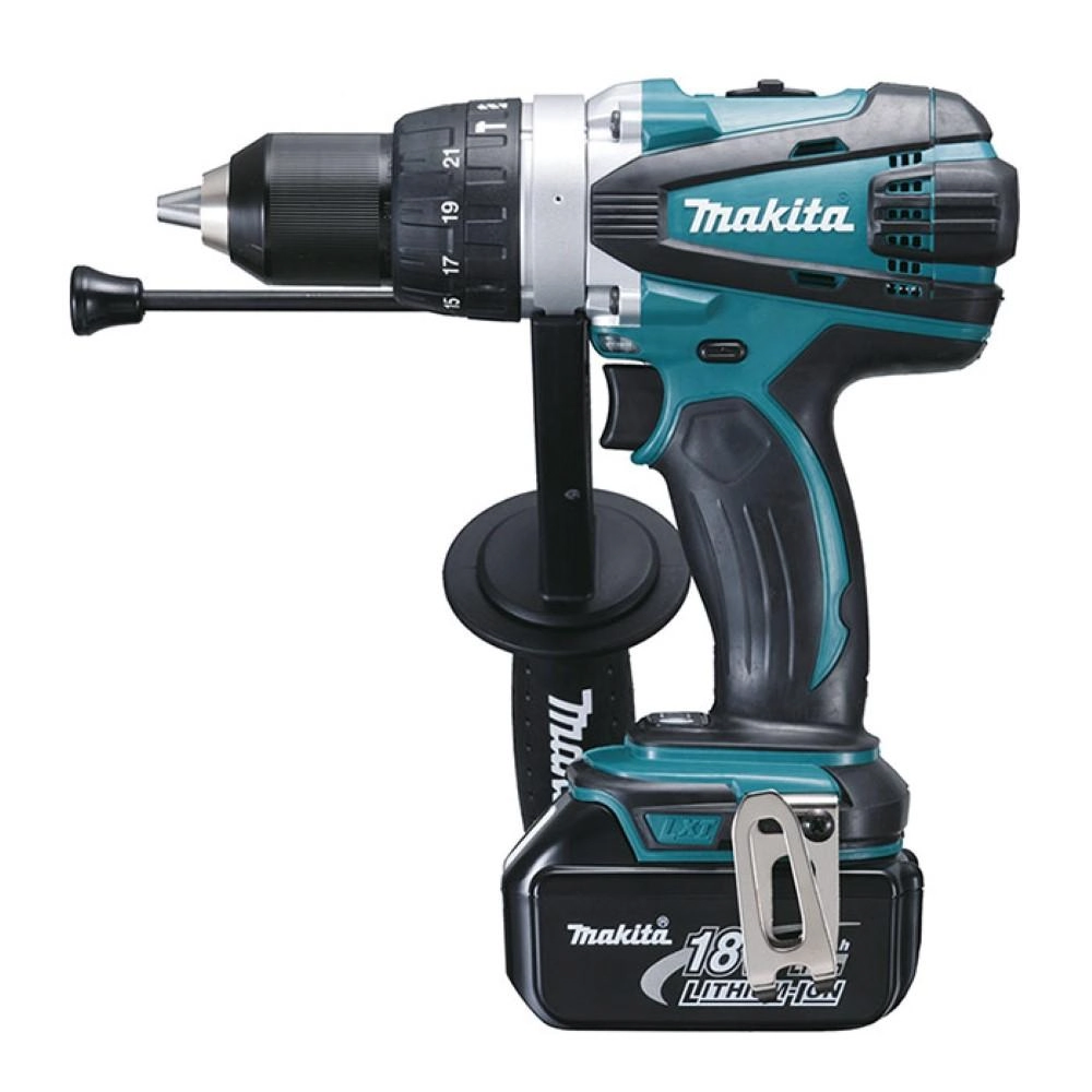Parafusadeira Furadeira 18v Lxt Com 2 Baterias Carregador Maleta Punho E Limitador Dhp458rfe Makita