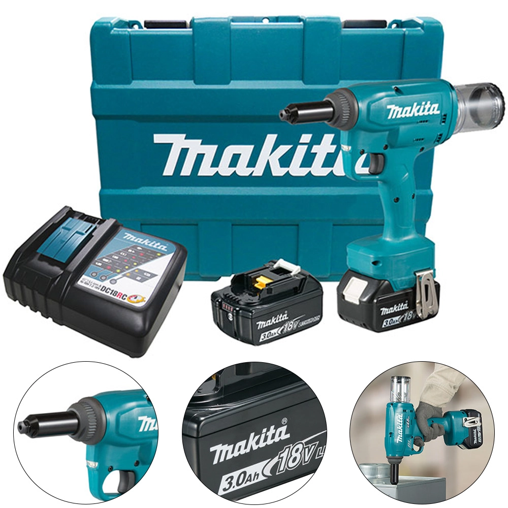 Rebitador 18v Lxt Força 25kn C/ 2 Bateria Carregador Maleta Resistência Água Poeira Drv150rfe Makita