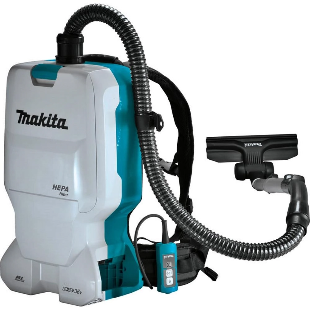 Aspirador De Pó Costal À Bateria 36v Hepa Com Mangueira 1m Tubo Bocal Emborrachado Dvc660z Makita