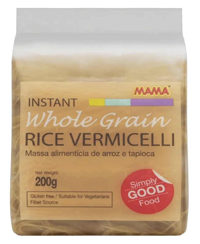 Macarrão De Arroz E Tapioca Vermicelli Grãos Integrais Mama Pacote 200g