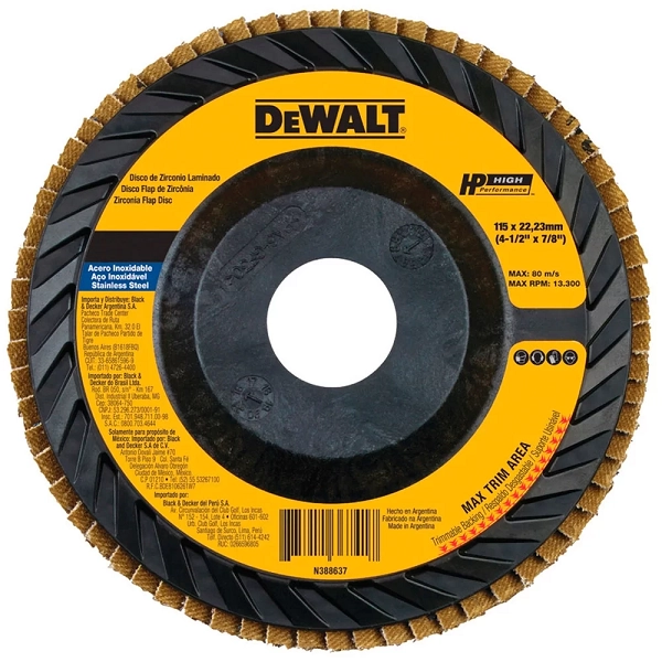 Disco De Lixa Flap 4.1/2 115x22mm P/metais E Inox Dewalt Dw8308p-ar Grão 60