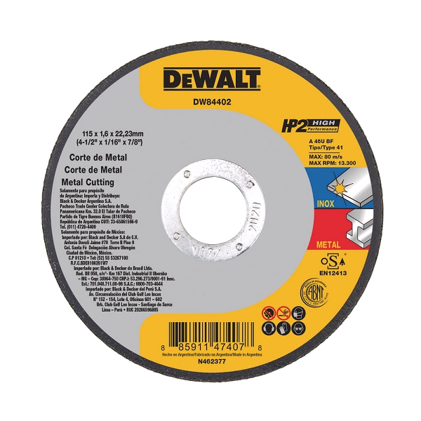 Disco De Corte Fino 4.1/2 Pol 115x1.6x22mm Dewalt Dw84402