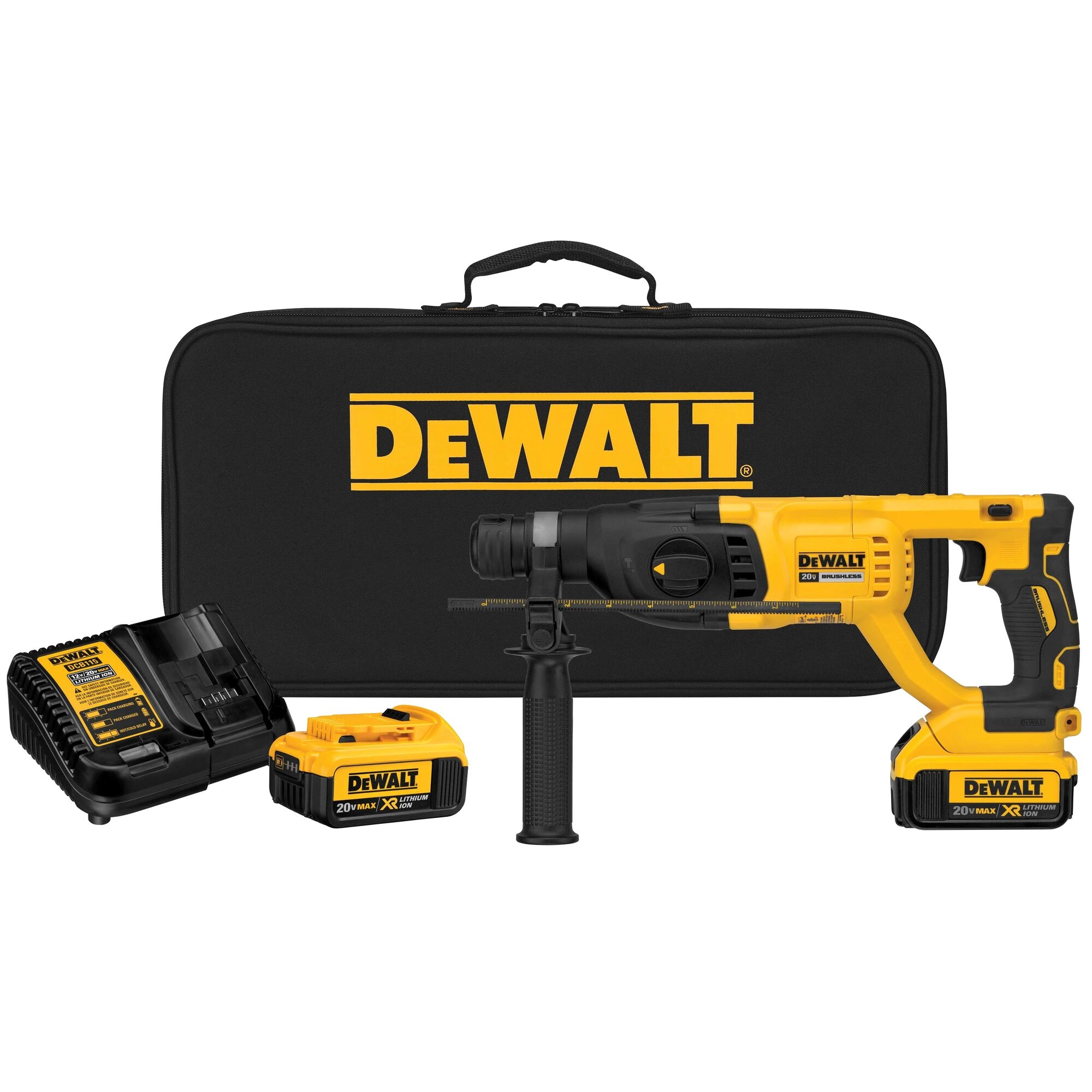 Martelete Perfurador Rompedor Dewalt DCH133M2-BR SDS Plus 2,6J a Bateria 20V com Maleta, Bateria e Carregador