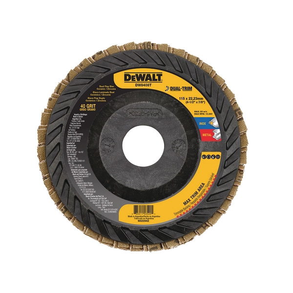 Disco De Lixa Flap 4.1/2  115x22mm Para Metais E Inox Dewalt Dw8408t Grão 40