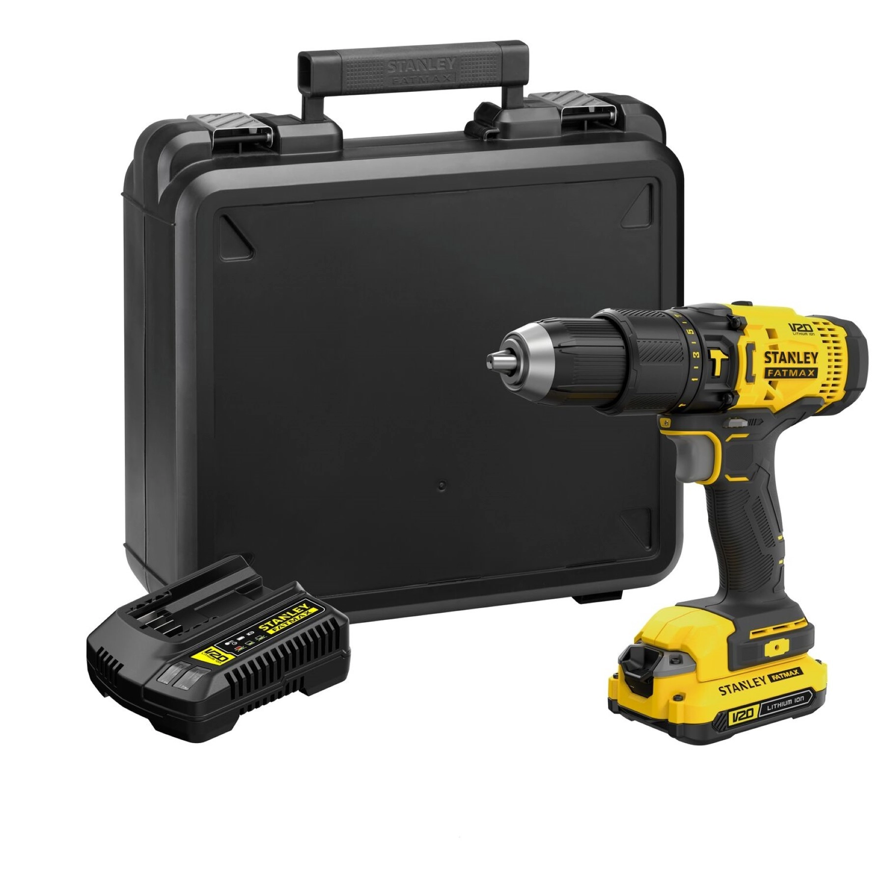 Furadeira e Parafusadeira de Impacto Stanley SBD715C2K-BR a Bateria 20V Brushless 1/2" com Carregador