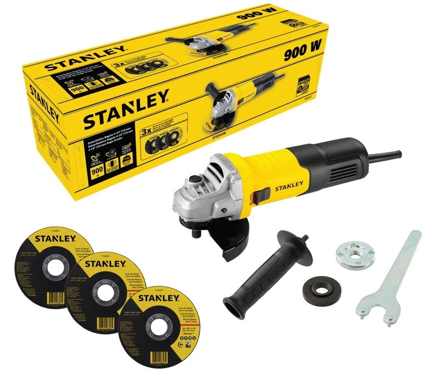 Esmerilhadeira Angular 4.1/2 900w Stanley Stgs9115 3 Discos 127v
