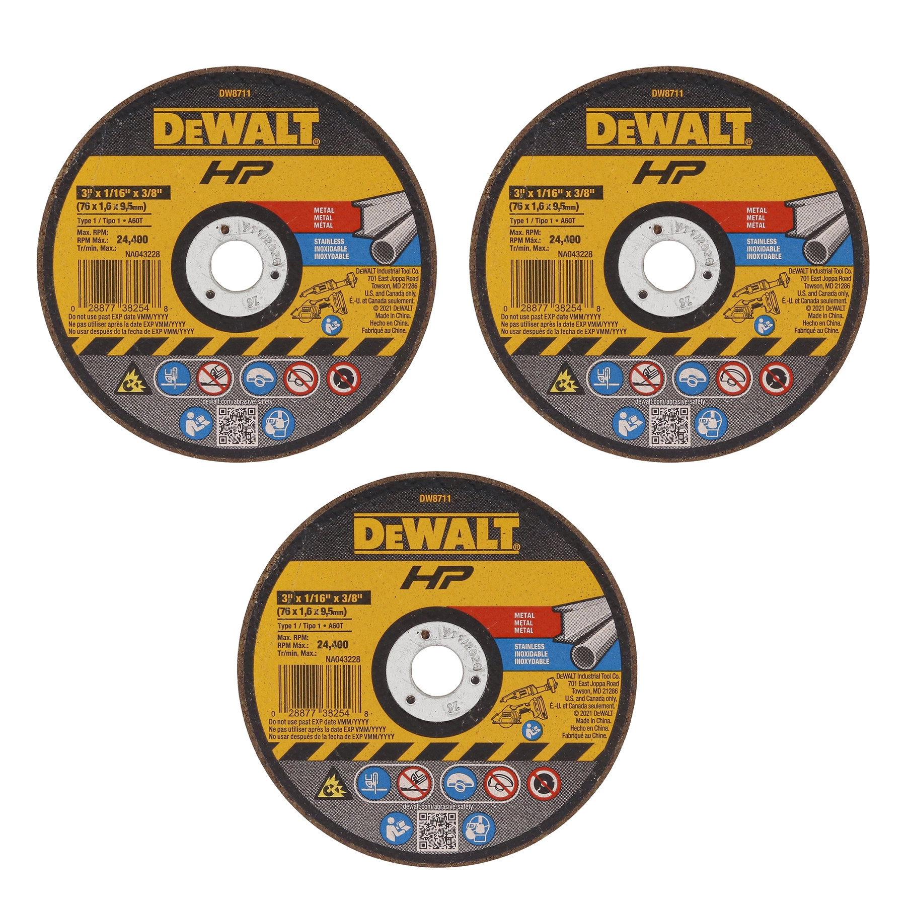 Disco de Corte Abrasivo para Multimaterial 3" 76,2mm 3 unidade DW8711P3 Dewalt