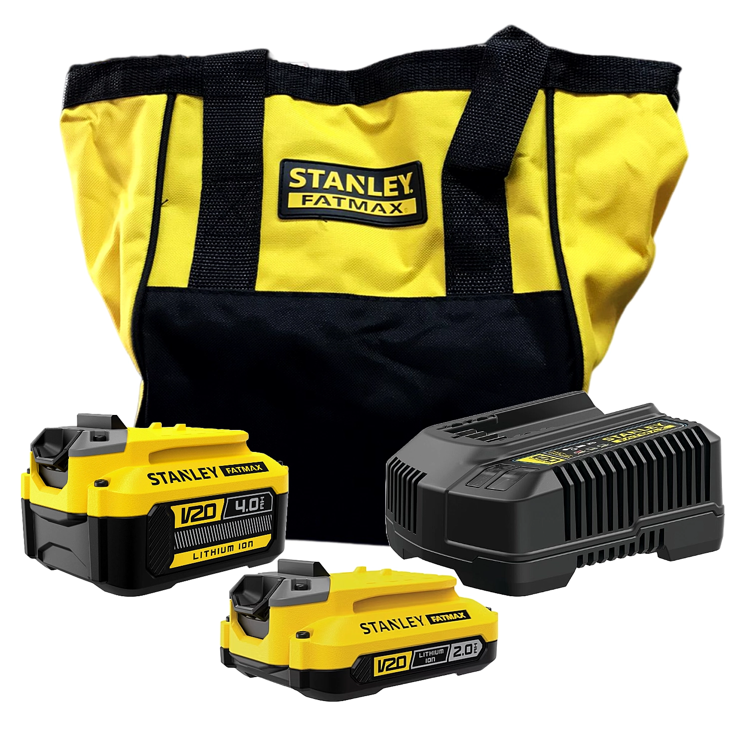 2 Baterias 20v 2ah E 4ah + Carreg. E Bolsa Scb224ck Stanley