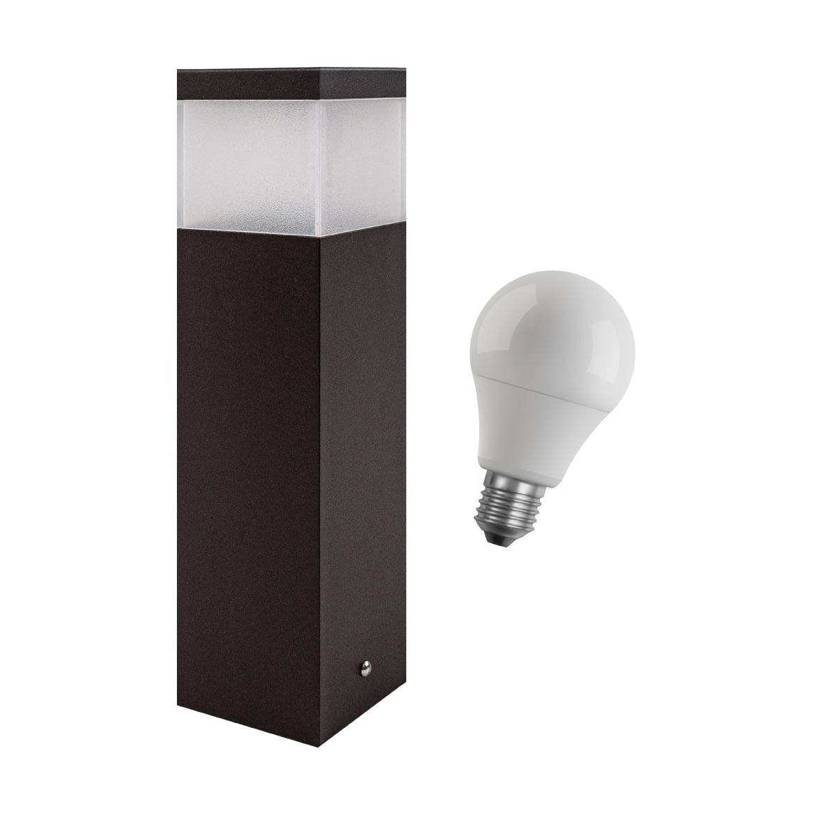 Poste Balizador 30cm P/ Jardim Alumínio MARROM + LED 12W branco frio St1301