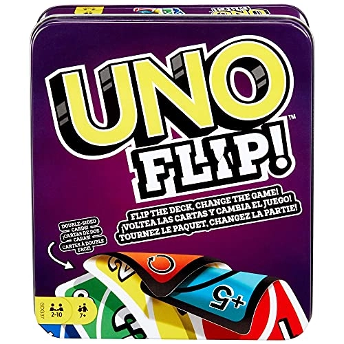 Uno Flip Family Card Game, With 112 Cards In A Sturdy Storage Tin, Makes A Great Gift For 7 Year Old