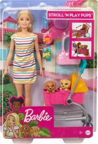 Barbie Stroll ?n Play Pups Doll And Accessories