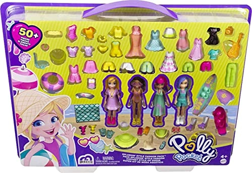 Polly Pocket Splashin’ Style Fashion Pack, Four 3 In Dolls: Polly, Shani, Margot And Bella, Each Dol