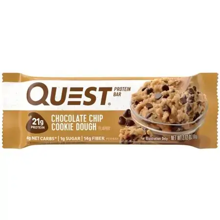 Quest Chocolate Chip Cookie Dough Bar, 2.12 Ounce Pack Of 12