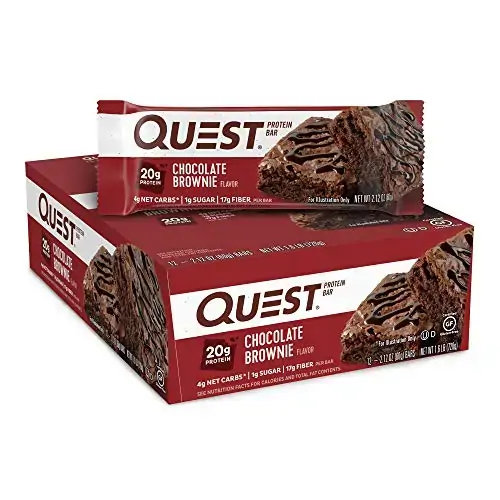 Quest Nutrition Protein Bar, Chocolate Brownie, 20g Protein, 2.1oz Bar, 12 Count
