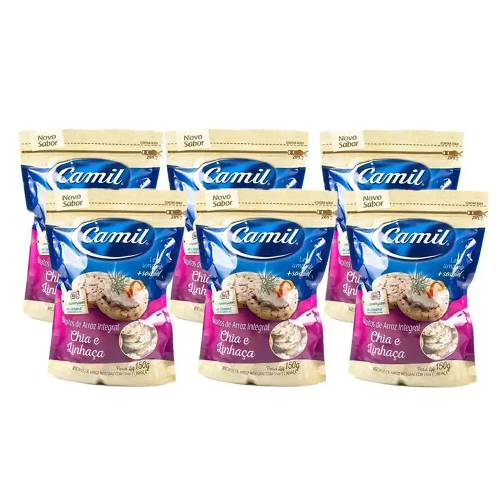 Biscoito De Arroz Integral Chia E Linhaça 150g Camil