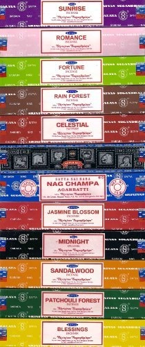 Nag Champa Sunrise Sandalwood Midnight Patchouli Celestial Fortune Blessings Romance Super Hit Jasmi