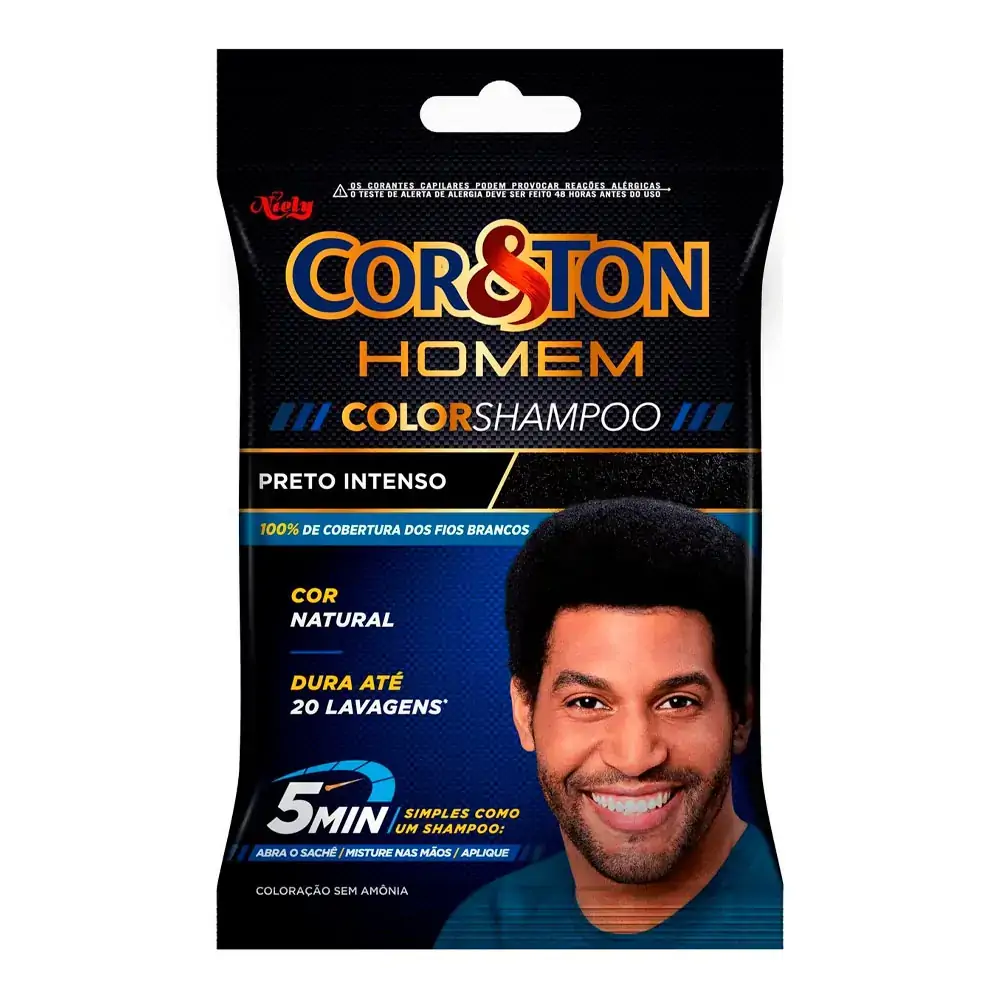 Shampoo Tonalizante Cor E Tom Homem Preto Intenso Com 1 Unidade