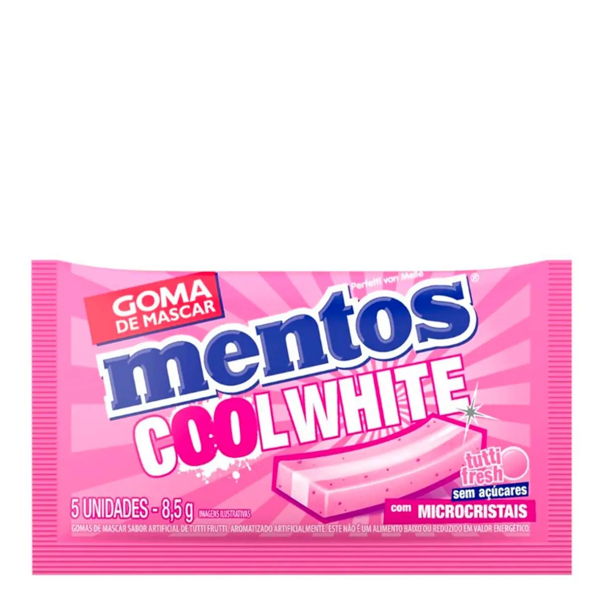 Goma De Mascar Tutti Fresh Zero Açúcar Mentos Cool White Envelope 8,5g 5 Unidades