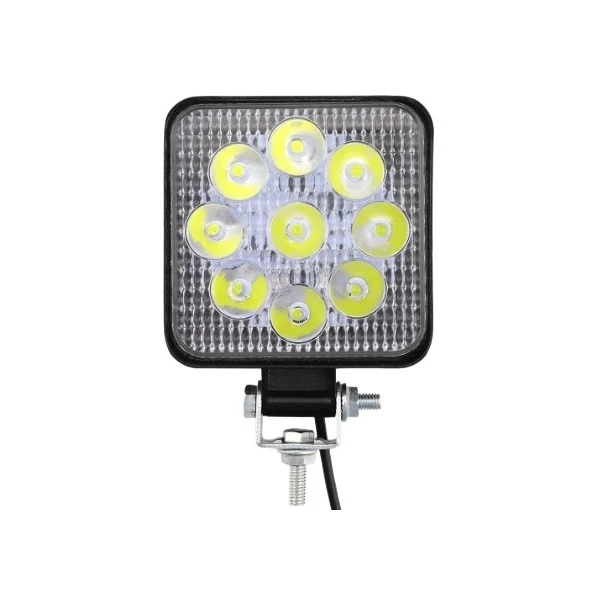 Farol Auxiliar Universal Unitário Quadrado 9 Leds 27W - SUITS SLW527M