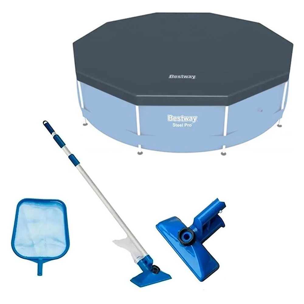 Kit Com Capa 366 Cm Estrutural E Kit Limpeza Bestway