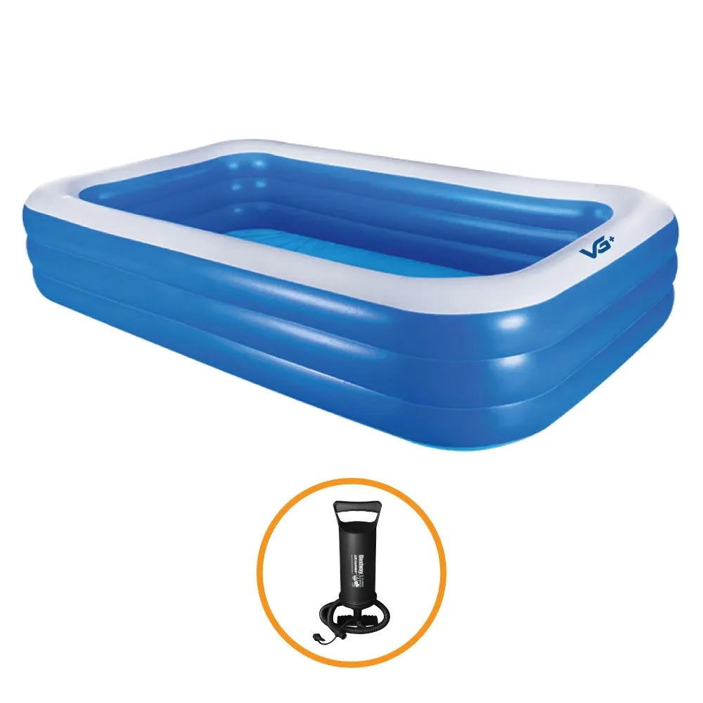 Piscina Inflável Retangular Azul 540 Litros 180 Cm Pvc Com Bomba Vg+