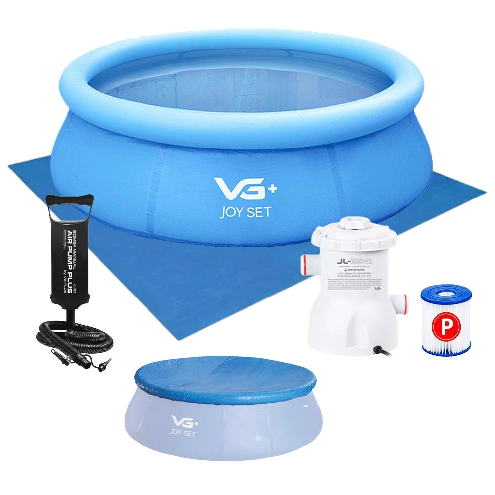 Piscina Inflável Joy Set 2490l Circular 240cm Com Capa Filtro 110v Bomba Forro VG Plus