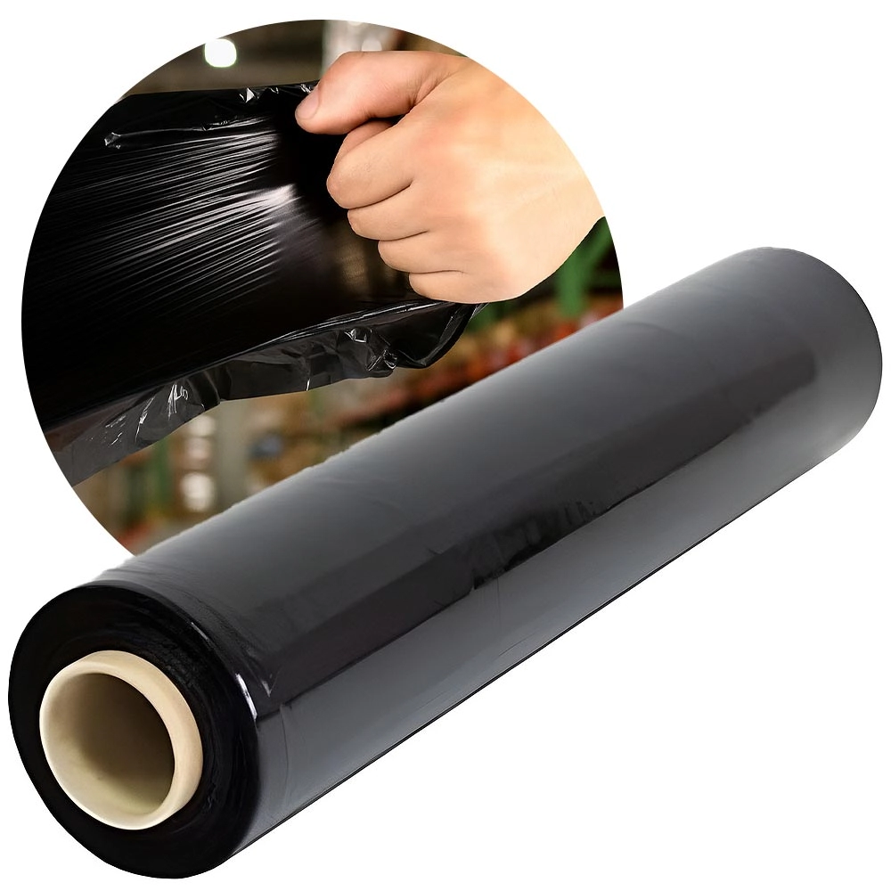 Bobina Rolo Filme Stretch 500cm X 25 Micras Preto 3,5kg Tubete