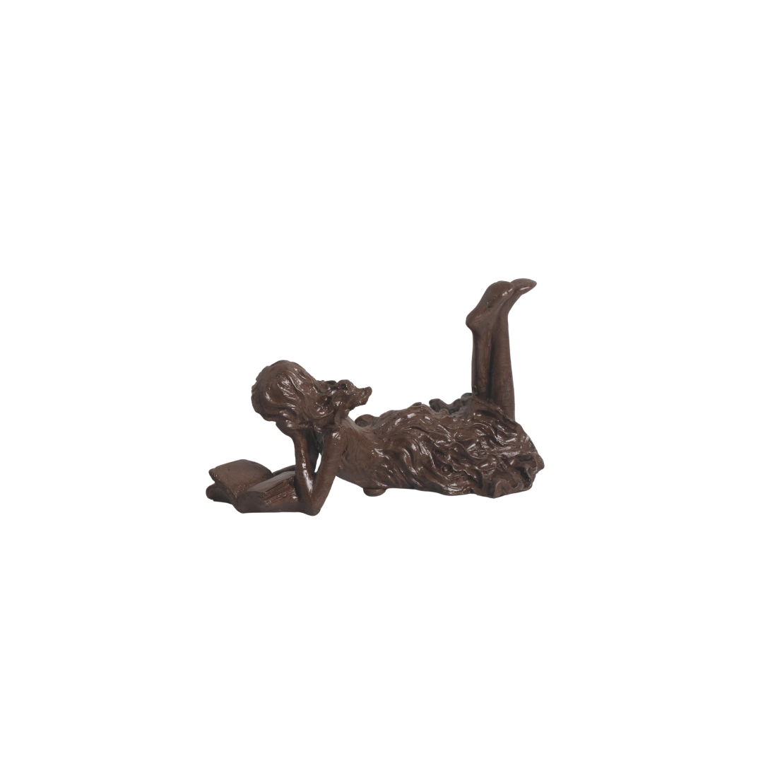 Escultura Leitora Resina Onix 7x12cm 11771 187 Sara
