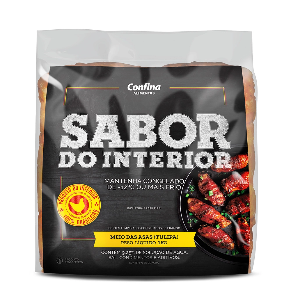 Meio Da Asa De Frango Congelado Temperado Sabor Do Interior 1kg