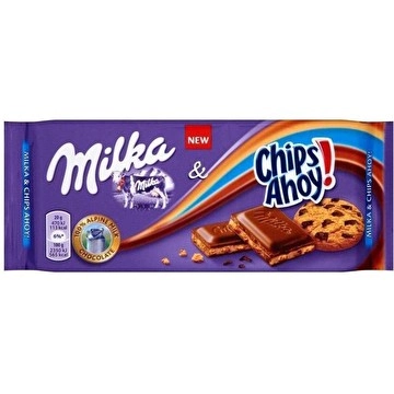 Chocolate Ao Leite Com Pedaços De Biscoito Crocante Chips Ahoy Milka Pacote 100g