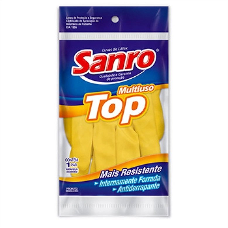 Luva Uso Geral Sanro Xg Top Amarela Unit