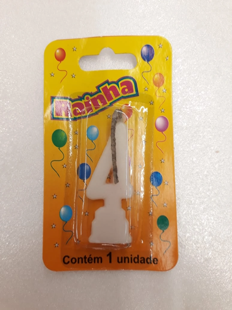 Vela Rainha Parafina Numerada N.4 Branca
