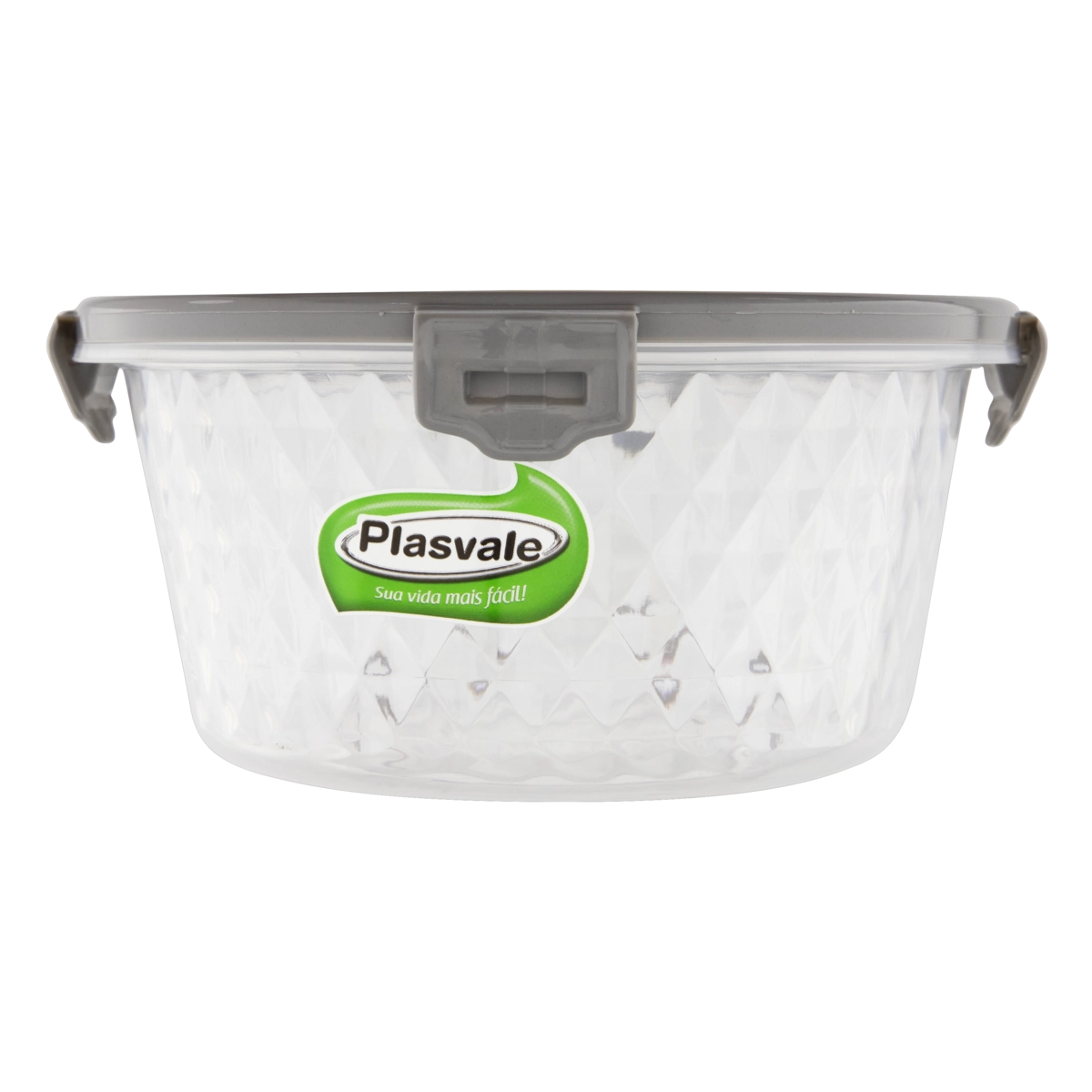 Pote Plástico Cinza Redondo 1l Plasvale Cristal