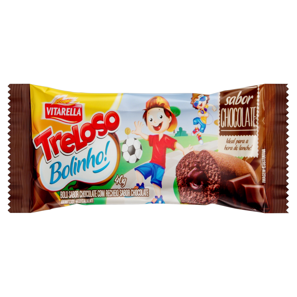 Bolinho Chocolate Recheio Chocolate Vitarella Treloso Pacote 40g