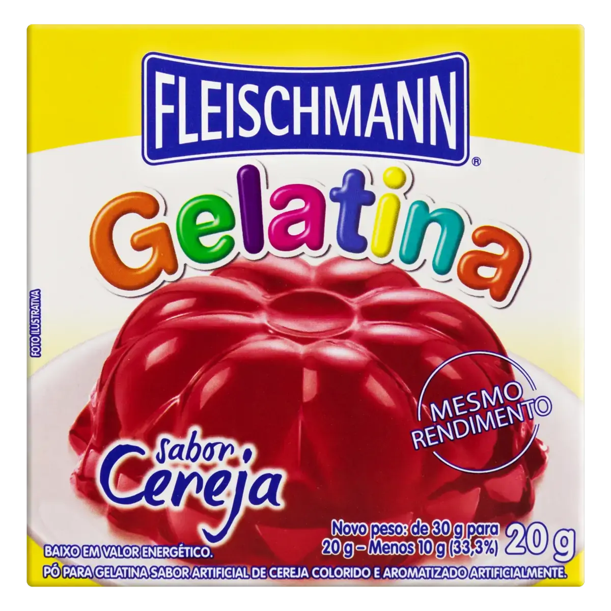 Gelatina Pó Cereja Fleischmann Caixa 20g