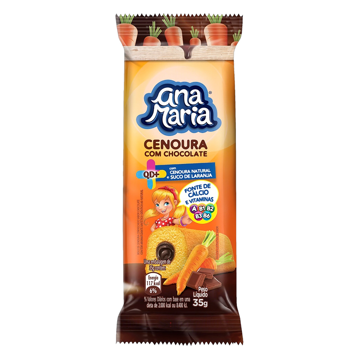 Bolo Cenoura Recheio Chocolate Ana Maria Qd Pacote 35g