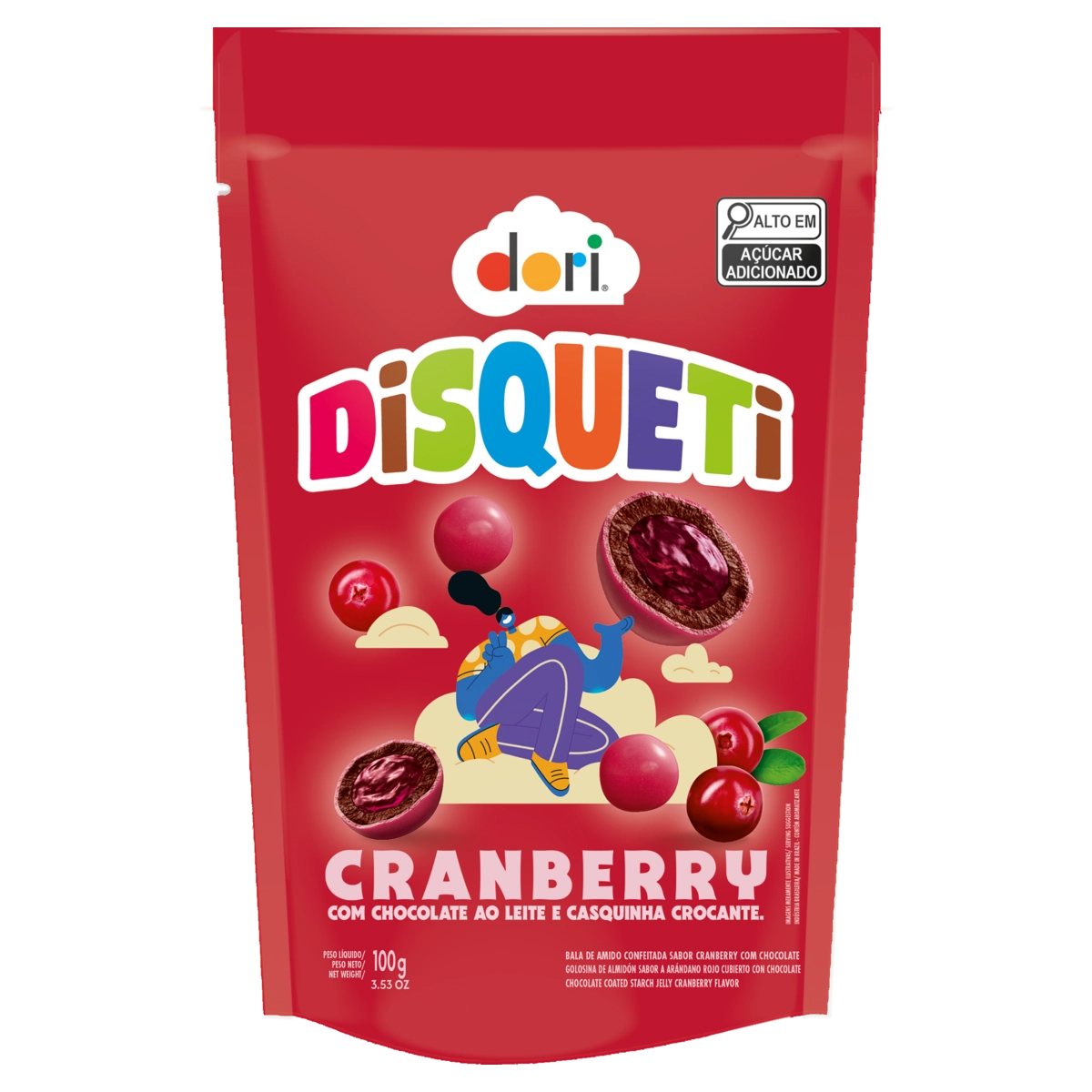 Bala Cranberry Com Chocolate Ao Leite Dori Disqueti Sachê 100g