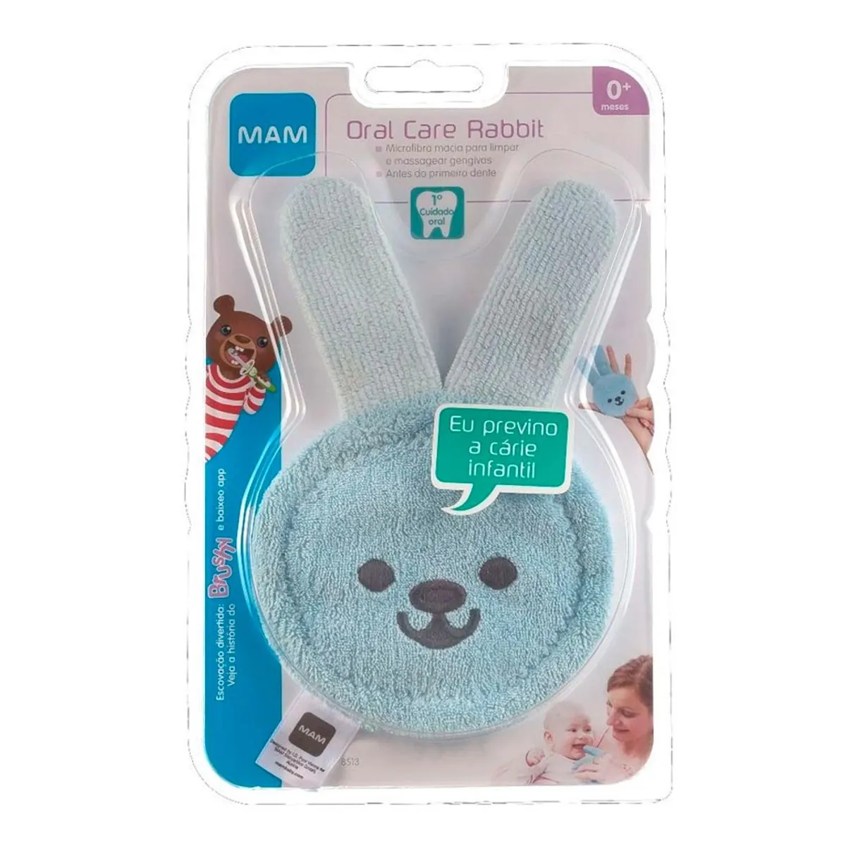 Luva de Cuidado Oral Mam Care Rabbit Azul 1 Unidade