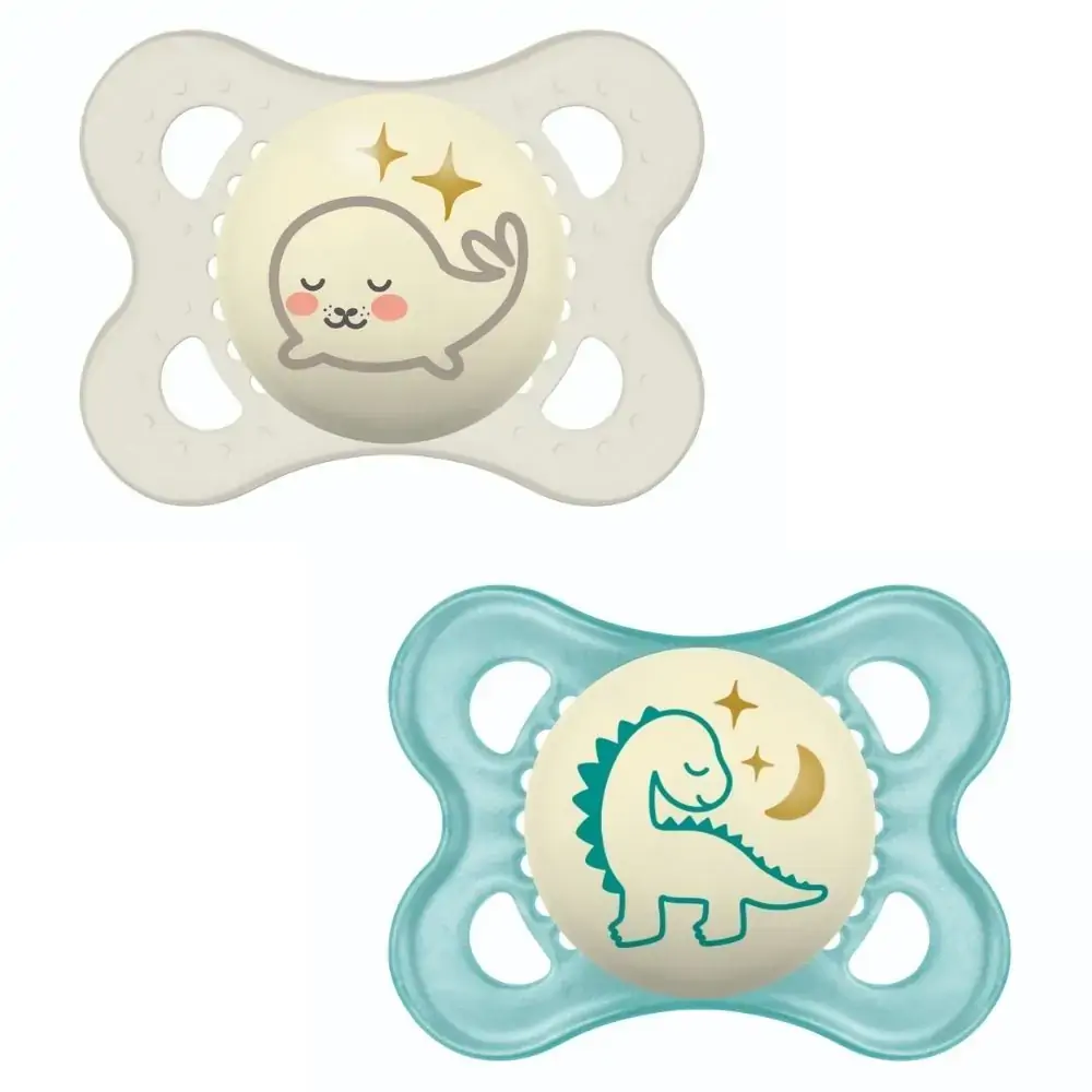 Chupeta Azul E Transparente Original Night Silicone Mam 0 A 6 Meses 2 Unidades