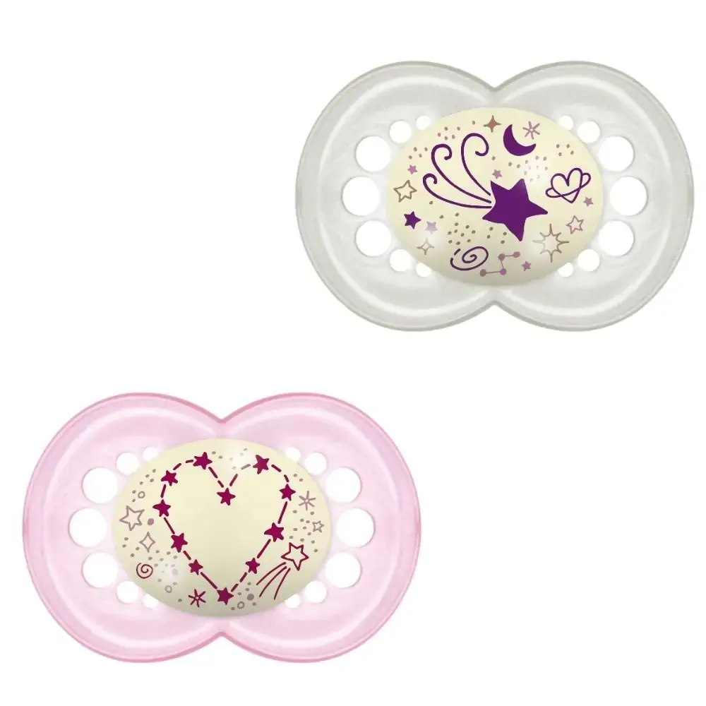 Chupeta Roxa E Amarela Original Night Silicone Mam A Partir De 6 Meses 2 Unidades