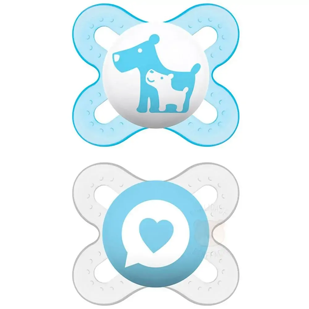 Chupeta Azul E Branca Start Silicone Mam 0 A 2 Meses 2 Unidades