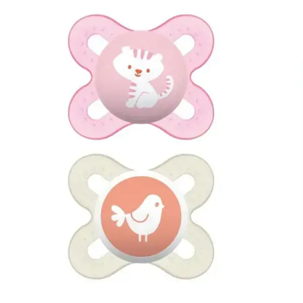 Chupeta Rosa E Branca Start Silicone Mam 0 A 2 Meses 2 Unidades
