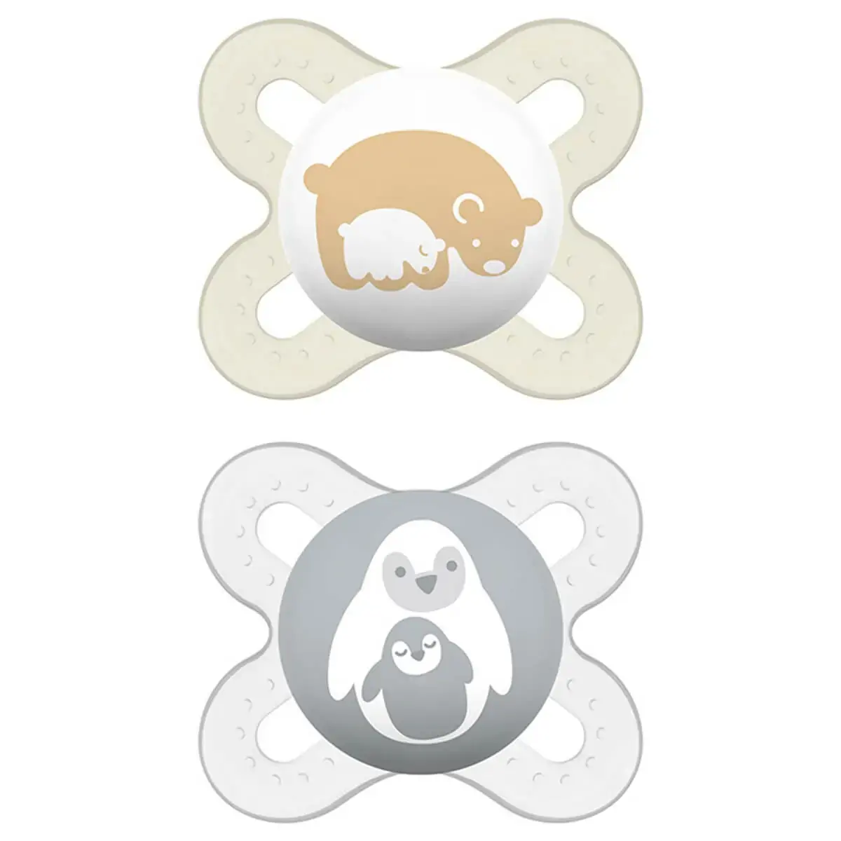 Conjunto com 2 Chupetas - Start - Bico de Silicone SkinSoft - 0 a 2 Meses - Cinza e Branca - MAM