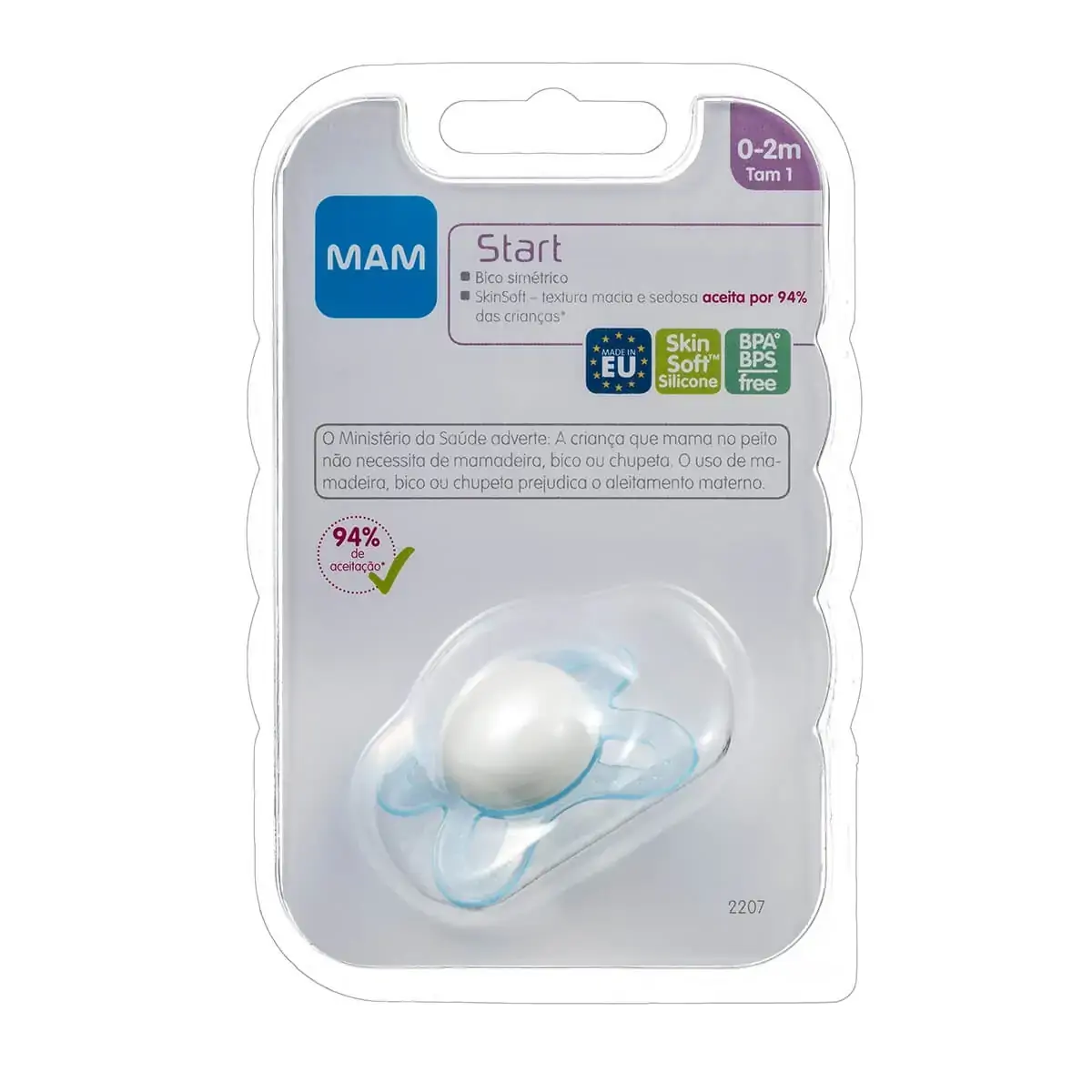 Chupeta - Start - Bico de Silicone SkinSoft - 0 a 2 Meses - Boys - Azul - MAM